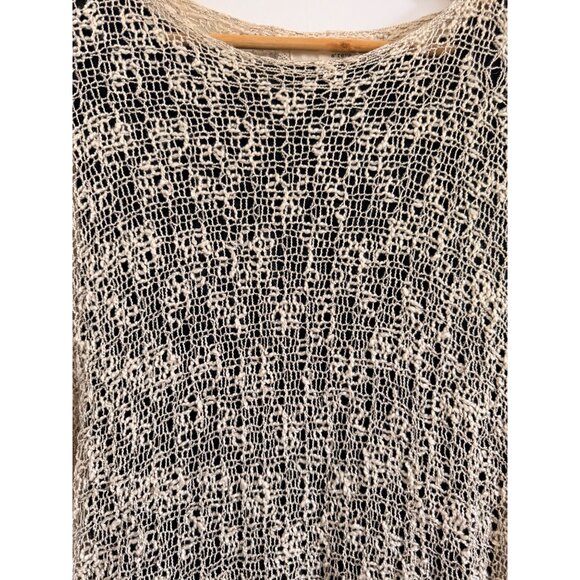 Boho Metallic Crochet Knit Tunic Top M/L Layer Gold Black Chiffon Hem Dark Fairy - Picture 3 of 16